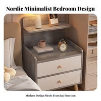 Easy Assembly Modern Nightstand 2 Drawers Thickened Board Modern 2-Drawer Nightstand Multi-Functional Bedside Storage Shelf Table for Apartment Dwellers, Students, Homeowners, Dorm Room