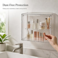 Wall-Mounted Dustproof Cosmetic Organizer with Multi-Layer Storage for Bathroom and Vanity