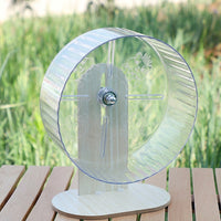 Silent Hamster Wheel and Night Guardian Wheel, 24cm Exercise Spinner with Density Board Bracket, Anti-Slip Surface for Dwarf Hamsters