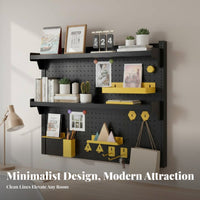 Adjustable Shelves Pegboard Wall Organizer Space Saving Wall Mounted Pegboard Shelf Customizable Layout Modular Desk Organizer Easy Installation for Crafters, Hobbyists, Students, Workshop, Home Office, Kitchen, Dorm Room
