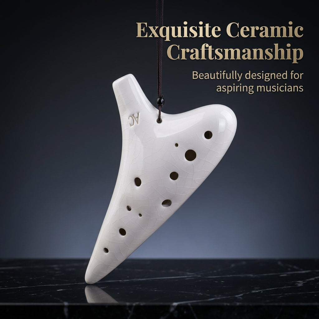 12 Hole Ocarina Instrument, Alto Instrument for Beginners, Ceramic Musical Instrument, Learning Ocarina with Bag, Gift for Kids