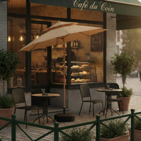 Outdoor Umbrella with Water-Filled Base Windproof Double-Canopy Umbrella with Weighted Base Sturdy for Homeowners, Cafe Owners, Backyard, Courtyard