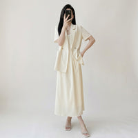 Mother of the Bride Dresses Two Piece Set with Short Sleeve Cardigan, Sleeveless Dress for Summer Wear, Wrinkle Resistant TR Material Matching