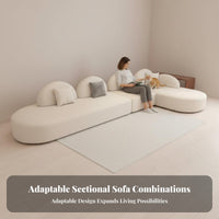L-Shaped cushioned Chaise Lounge French Cream aesthetic L-Shaped Chaise Sectional abrasionwithstandant Fabric Living Room Furniture for Families, Bedroom, Office