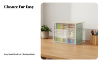 Space-Saving Adjustable Desktop Shelf Easy Assembly Stackable Book Case with Door Multi-Purpose Bookcase Large Capacity for Home Organizers, Office Workers, Homeowners, Study Room, Bedroom, Kitchen
