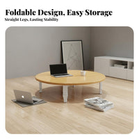 Space Saving Foldable Low Table Minimalist Design Tatami Dining Table Sturdy Legs Low Profile Sitting Desk Wide Tabletop for Apartment Dwellers, Families, Meditators, Small Areas, Living Room, Bedroom