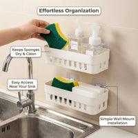 Bathroom Sink Drain Rack and Kitchen Organizer for Students, Wall Mounted Shelf Soap Sponge