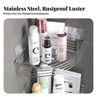 Drillnon-Drill Installation Corner Organizer No Drilling Bathroom Organizer Rust-Proof Wall Shelf Rustproof for Homeowners, Students, Families, Kitchen, Shower, Dorm Room