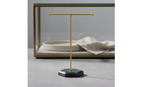 Detachable Design T-Shaped Bar Jewelry Display Stand Easy Assembly Necklace Holder with Marble Base Minimalist Design Earring and Bracelet Organizer Rack for Countertop, Dresser, Bedroom