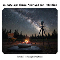 50mm Large Objective Lens 10-30x50 Zoom Monocular Tripod Mountable Zoom Monocular Low Light Handheld Bird Watching Tele Mobile Device Compatible for Travelers, Outdoor Adventurer S, Camping, Traveling, Sightseeing
