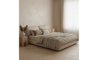 Upholstered Levitating Bed Japanese Rustic Minimalist Style LED Foundation Bed