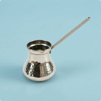 Small Pouring Spout Hammered Metal Coffee Pot Flared Body Hand-Hammered Coffee Pot Reflective Drinkware Silver-Colored for Tea Serving
