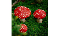 3 Pieces Realistic Look Luminous Fungus Set Resin Material Red Fungus Decoration for Potted Plants, Terrarium