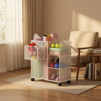 Metal Mesh Cart Tall Mesh Storage Trolley Rust-Resistant