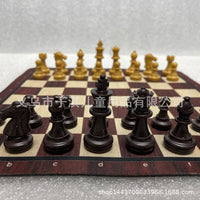 ALLIWILL Round Three-Player Chess Set 35cm with Two-Player Chess 24cm, King Height 49mm, Brown/Yellow/Red