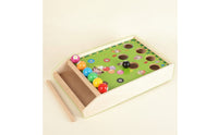 Wooden Tabletop Ball Game with Cue Mini Tabletop Billiards Game Portable Space-Saving for Families