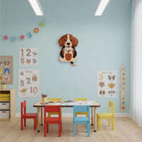 Swinging Tail Dog Clock Easy Setup Cartoon Beagle Wall Clock Powered Timepiece for Kindergarten