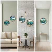 5 Pieces Wooden Wall Plaque Easy-to-Hang Wooden Plaque with Sheet Round for Living Room, Entryway, Bedroom