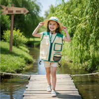 Outdoor Exploration Role-Play Set Multi-Pocket Design Kids Journeyer Vest and Hat Set Children's Wilderness Costume Multiple