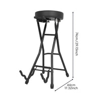 Combination Guitar Stand and Stool Foldable Design Guitar Stool with Stand Stable Metal Frame Musical Instrument Accessory for Practice Sittings