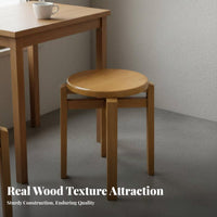 Solid Wood Construction Interlocking Block Stool Minimalist Design Backless Seat Long-Lasting Household Furniture Space-Saving for Interior Designers, Business Owners, Dining Room, Home, Kitchen, Office