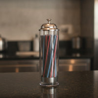 Drinking Tube Holder dispenser with Stainless Steel Lid Countertop Drinking Tube Holder dispenser with Lid Convenient for Cafe
