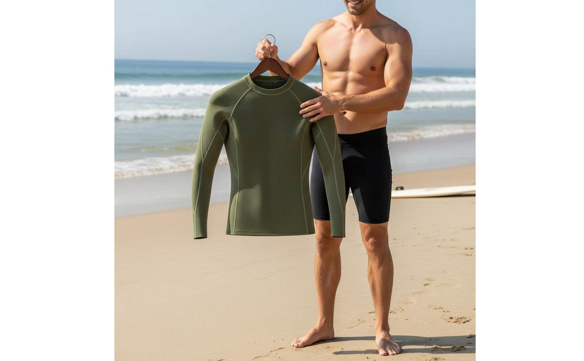 UPF 50+ Sun safeguard.5mm Neoprene Aquatic Shirt High Elasticity Men's Thermal Swim Shirt Quick-Drying Rash Guard Chlorine Resistant for Paddleboarding