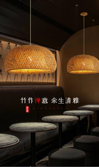 竹艺吊灯竹灯笼吧台民宿茶室火锅店饭店餐厅竹编灯具藤编藤艺吊灯