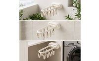 Drying Rack with Sock Clips No-Drill Clothes Airer with Sock Clips Wall Drying Rack Space-Saving Compact for Bathroom, Balcony