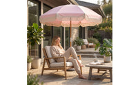 Freestanding Umbrella with Fringed Canopy Outdoor Patio Umbrella Vintage-Inspired Fringe Sunshade Tassel for Garden, Backyard, Market Stall