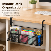 Under Desk Cable Management Tray, Large Adjustable Carbon Steel Wire Management, Clamp Mount for Home Office Standing Desk, 13.6kg Capacity