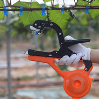 Orange Plastic Body Manual Vine Tie Tool Trigger Handle Handheld Tape Tie Tool Clamp Style Plant Tying Tape Machine Spool Housing for Orchard Work, Gardening