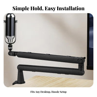 Low Profile Vocal Pickup Stand Arm 360° Rotation Adjustable Overhead Stand Arm Built-in Cable Management Multi-Function Device Mount