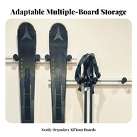 Space-Saving Wall Ski Rack Secure Mounting Adjustable Ski Rack Easy Installation Winter Gear Storage Heavy-Duty for Skiers, Snowboarders, Homeowners, Basement, Recreation Room, Shed