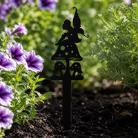 Garden Silhouette Fairy Bird Metal Stake Ornament for Lawn and Yard Decor