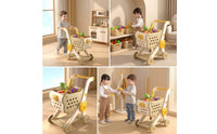 Realistic Toy Shopping Cart with Play Food Imaginative Pretend Play Grocery Cart Sturdy Trolley Screenunrestricted for Toddlers, Kids, Indoor