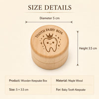 Wooden Baby Tooth Keepsake Box with Engraving Option