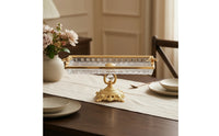 Gold-Toned Fruit Tray with Pedestal Fluted Glass Serving Tray Vintage-Inspired Pedestal Serving Dish Rectangular for Hosts, Dining Table