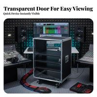 Heavy-Duty 19-Inch Flight Case Rack Portable Rolling Rack Case Reinforced Construction Equipment Storage With Wheels for Audio Professionals, Home Theater Enthusiasts, Wedding Venues, Outdoor Events, Live Performance, Concert Hall