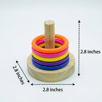 Parrot Training Toy Wood Stacking Rings, Interactive Enrichment Toy for African Grey and Cockatiel, Small Medium Budgie Parrot Activity Set