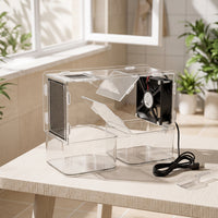 Bird Grain Husk Blower Machine USB Powered Bird Seed Cleaner with Blower Fan Seed Separator with Collection Bins Acrylic