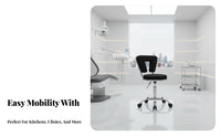 Rolling Caster Wheels Adjustable Swivel Seat with Backrest Modern Minimalist Design Adjustable Swivel Stool U-backBack Padded Cushion Mobile Seating Stable Load-Bearing for Beauticians Artists, Kitchen, Beauty Salon, Dental Office Medical Office