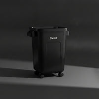 Slim Trash Bin with Wheels Mobile Kitchen Waste Bin Rectangular Wastebasket Space-Saving for Office