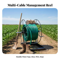 Hand Crank Hose Reel Stand Detachable Design Freestanding Irrigation Hose Winder Adjustable Width Heavy Duty Drip Tape Reel for Farmers, Farm, Orchard