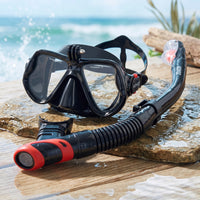 Anti-Fog Dry Snorkel Set Tempered Glass Snorkel Mask with Camera Mount Comfortable Snorkeling Mask Wide View for Divers, Beach Vacation