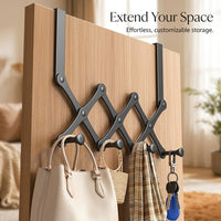 Bedroom Closet Hanging Rack with Retractable Over the Door Coat Design, Extendable Steel Organization for Students and Home