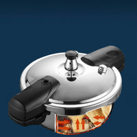 Multi-Cooktop Compatible Mini Pressure Cooker Burst-Resistant-Proof Stainless Steel Pressure Cooker Multiple Safety Features Quick Cooking Pot Energy Saving for Single Person, Outdoor, Camping