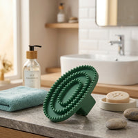 Dog Bath and Dog Grooming Glove with Five Finger Design, Cleaning and Massage Dog Bath Brush, Anti Slip Washing Gloves, Oval TPR Bath Brush