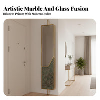 Light Luxury Design Freestanding Art Panel semi-transparent Glass Room separater Artistic Wave Pattern Home Furniture Stable Base for Homeowners, Business Owners, fromice Workers, Entryway, Open-Plan Space, Bedroom, Shared Apartment