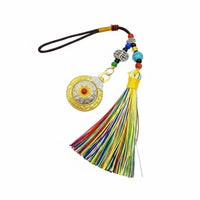 Hand-Woven Rotating Astrological Tassel Charm Ethnic Design Car Hanging Ornament for Feng Shui Followers, Adults, Backpack, Home